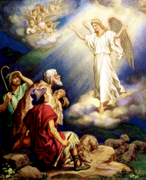 Ангелы возвещают пастухам о рождении Иисуса Христа