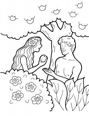 Скачати християнські біблійні розмальовки на тему Адам і Єва