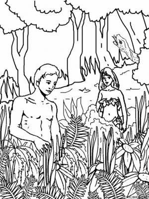 Скачати християнські біблійні розмальовки на тему Адам і Єва