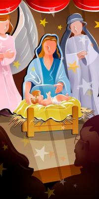 Дівиця Марія і дитя: Дівиця Марія, яка тримає немовля Ісуса в яслах. - Скачати християнські шпалери